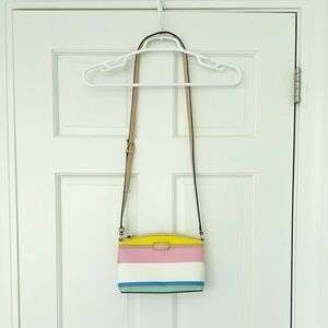 KATE SPADE shoulder bag white pink yellow striped